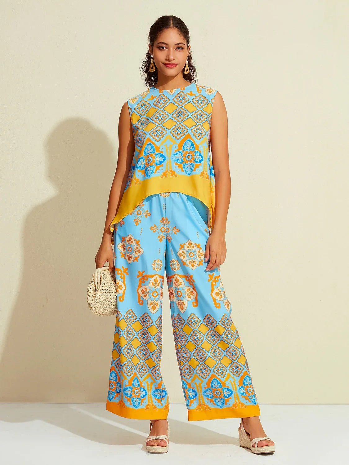 Satin Bohemia Wide Leg Pocket Pants