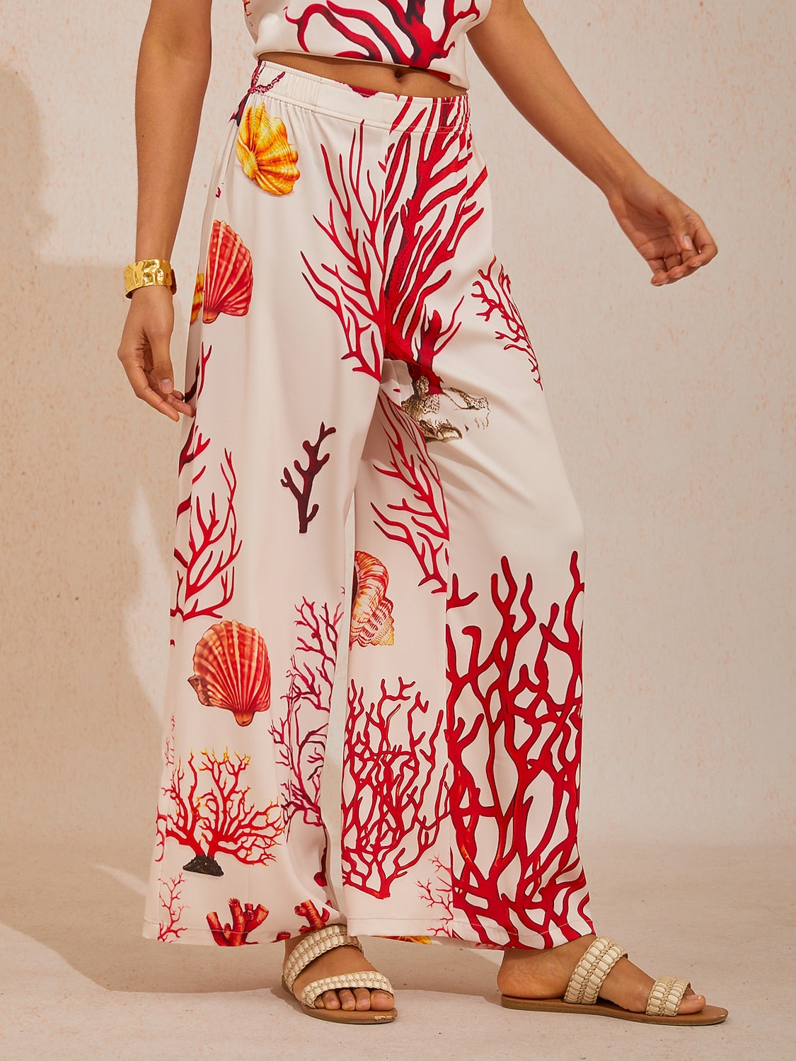 Blush&Beast Silky Satin Pink Paisley Pants