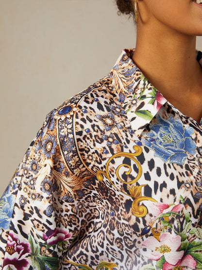 Safari Tapestry Satin Dolman Sleeve Top