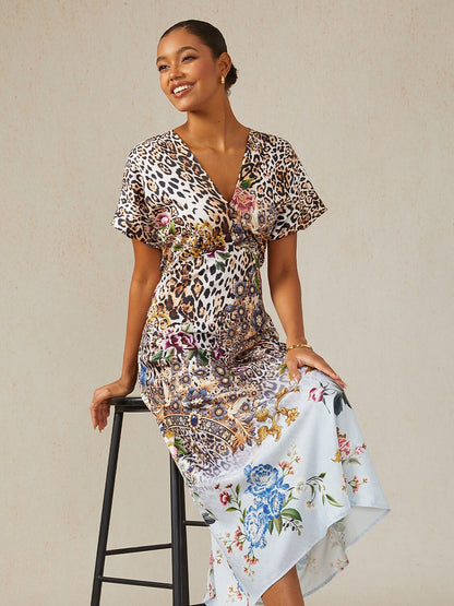 Safari Tapestry Party Silky Elegant Maxi Dress