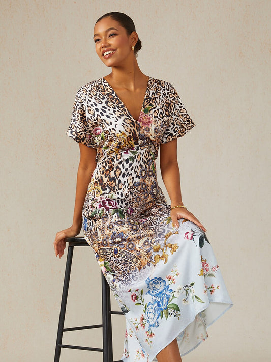 Safari Tapestry Party Silky Elegant Maxi Dress