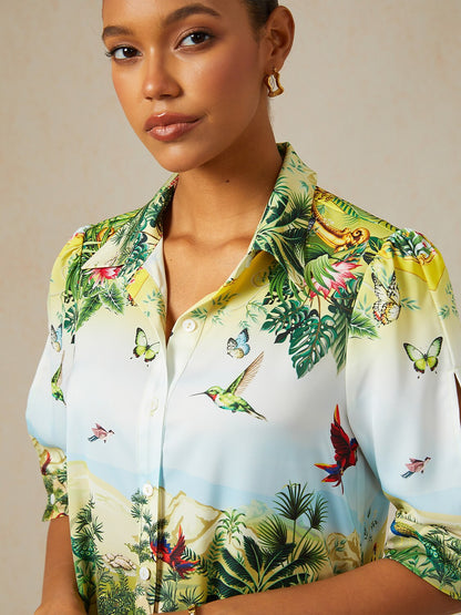 Olive Eden Silky Satin Shirt Dress