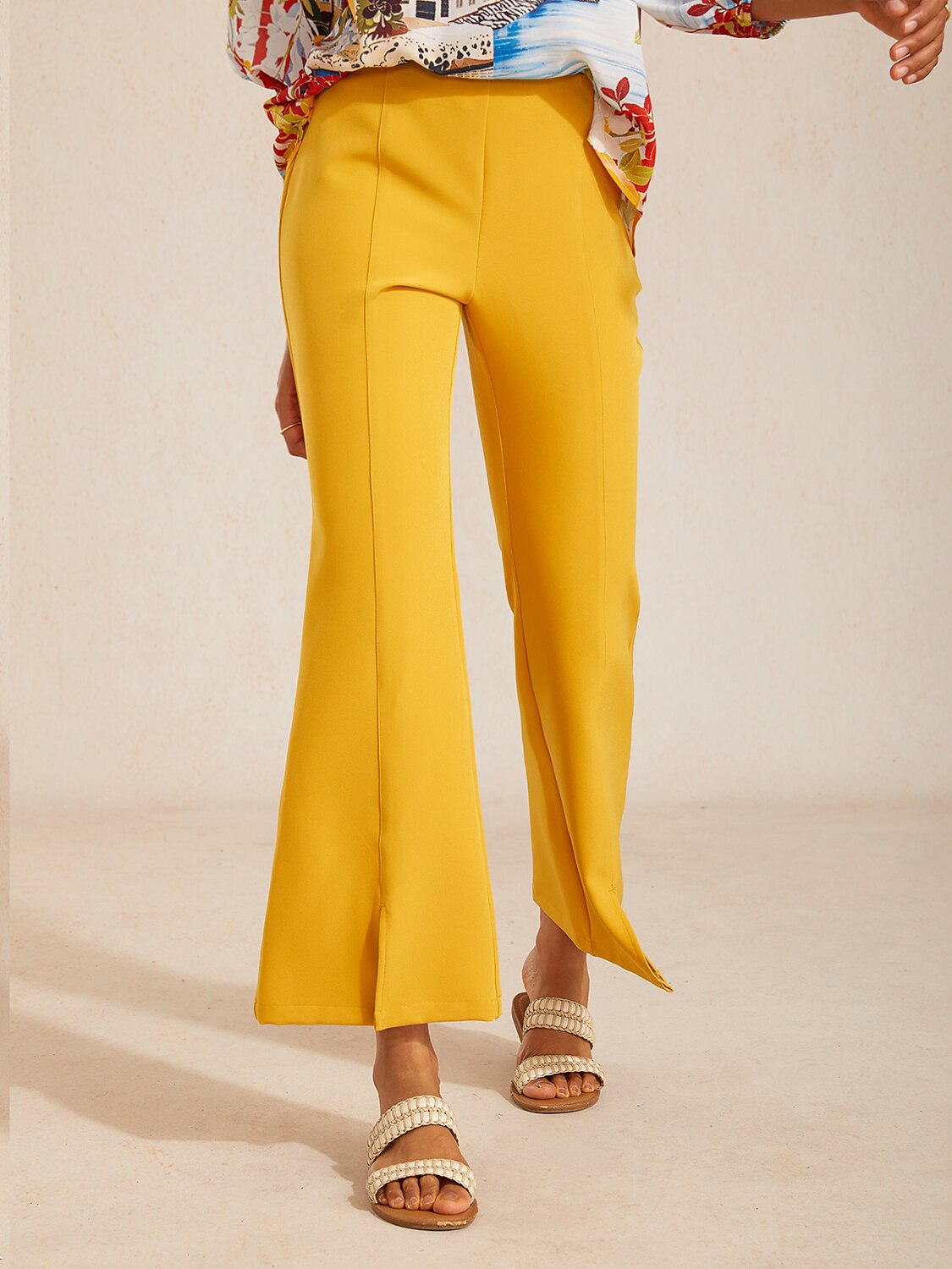 Twill Stretch Fitted Flare Cropped Pants