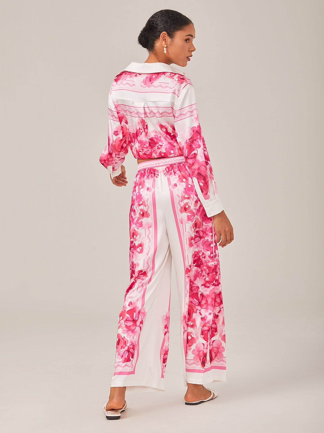 Printed High-Waisted Casual Pants