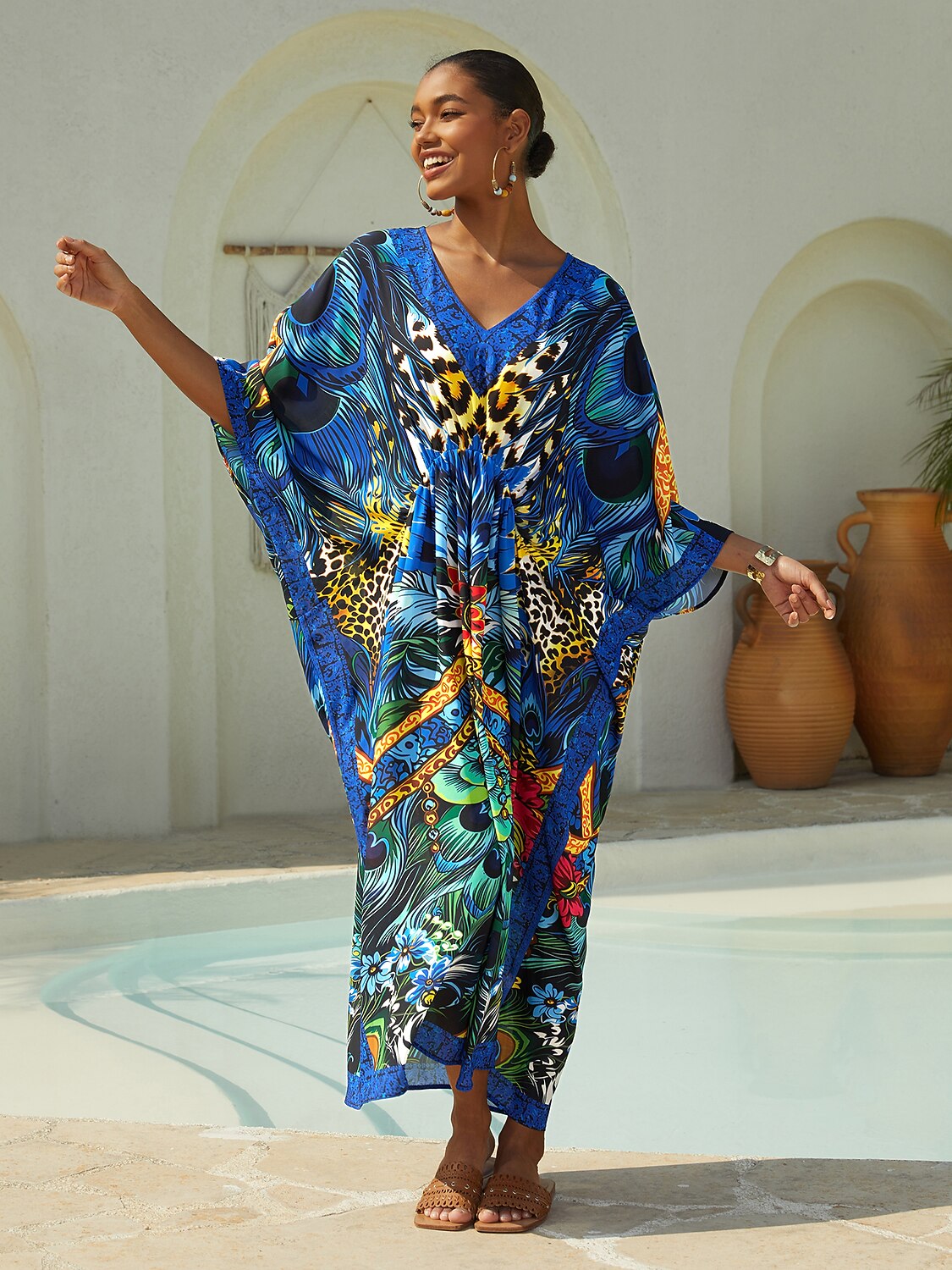 Vintage Jewelry Chiffon Vacation Kaftan