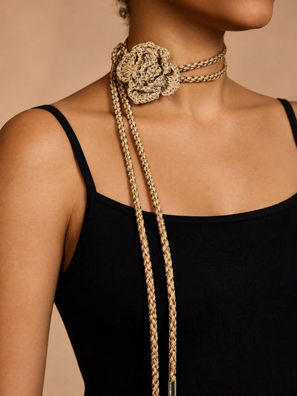 Boho Handcrafted Raffia Flower Belt