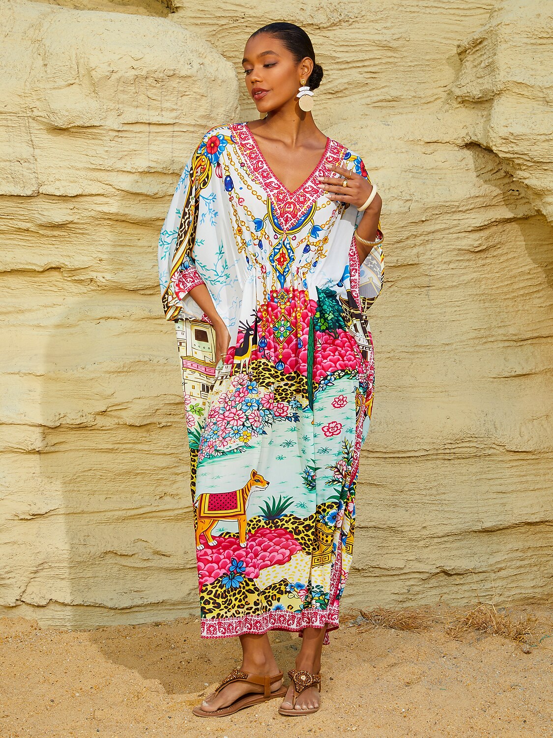 Vintage Jewelry Chiffon Vacation Kaftan