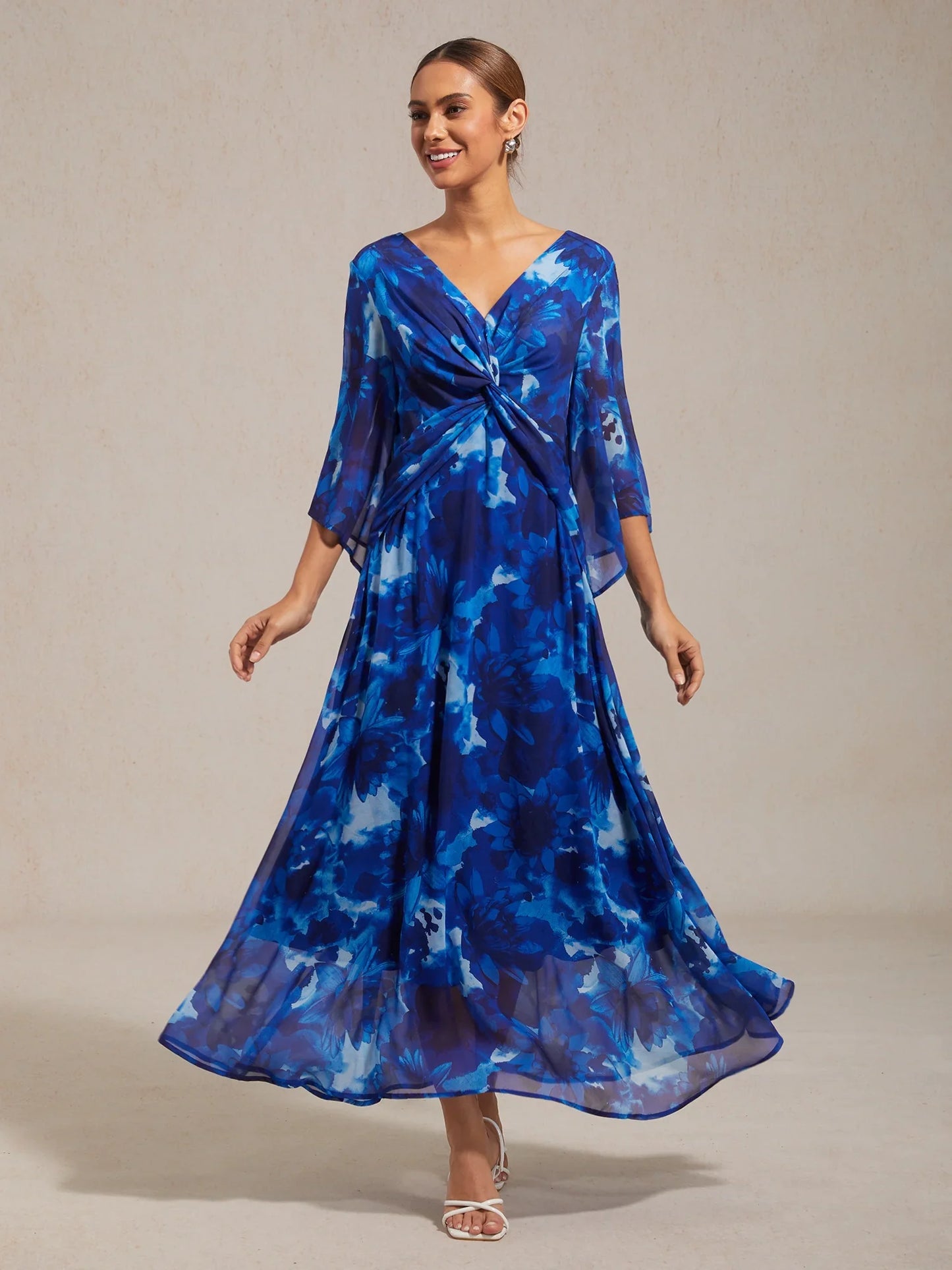 Jungle Butterfly Flowy Chiffon Maxi Dress