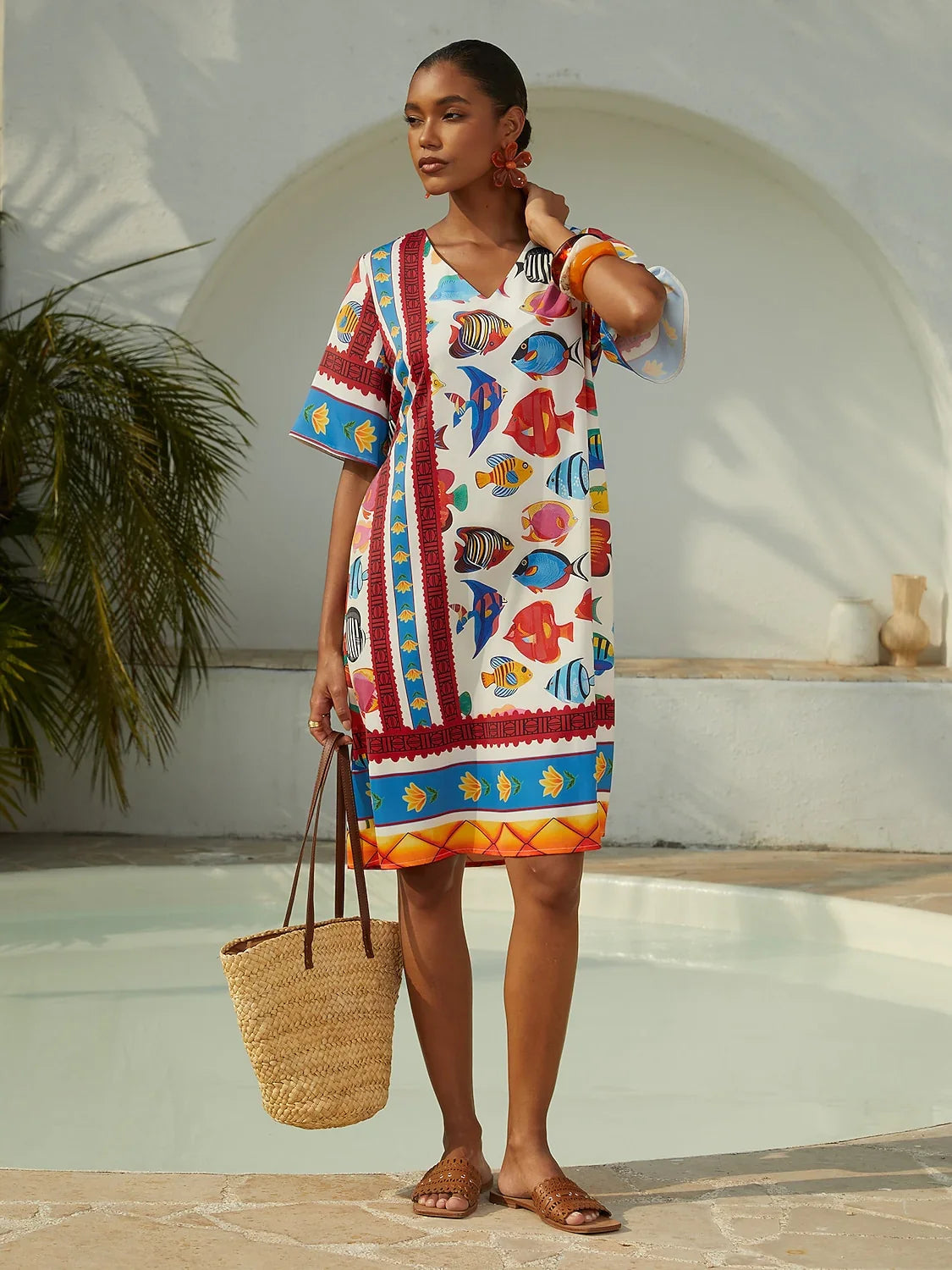 Dream Village Silky Satin Floral Dress