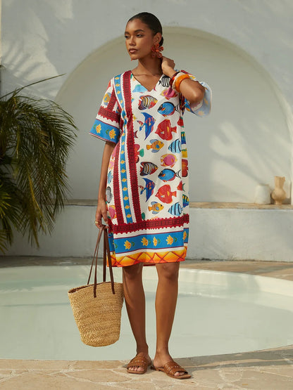 Dream Village Silky Satin Floral Dress