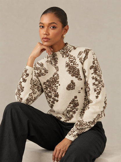 High Stretch Core Spun Yarn Mock Neck Pullover