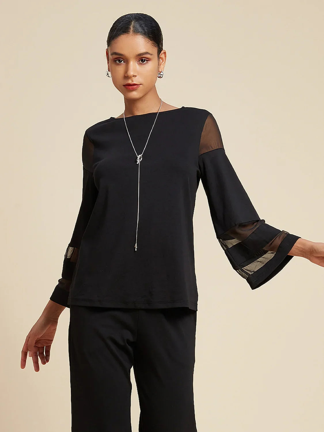 Style Chiffon Modal Illusion Pure Color Loose Blouse