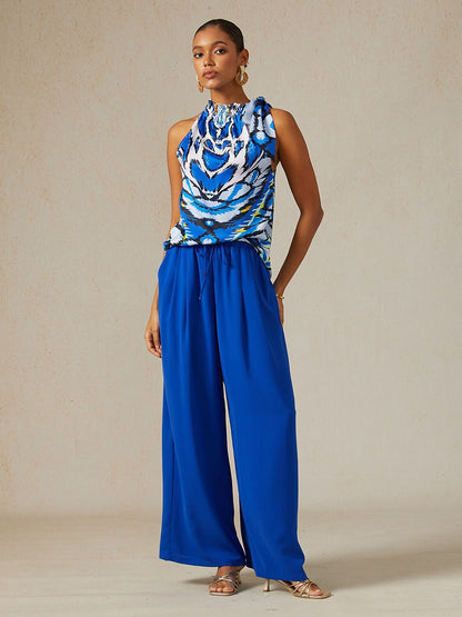 Land of Wonder Silky Satin Sleeveless Halter Top