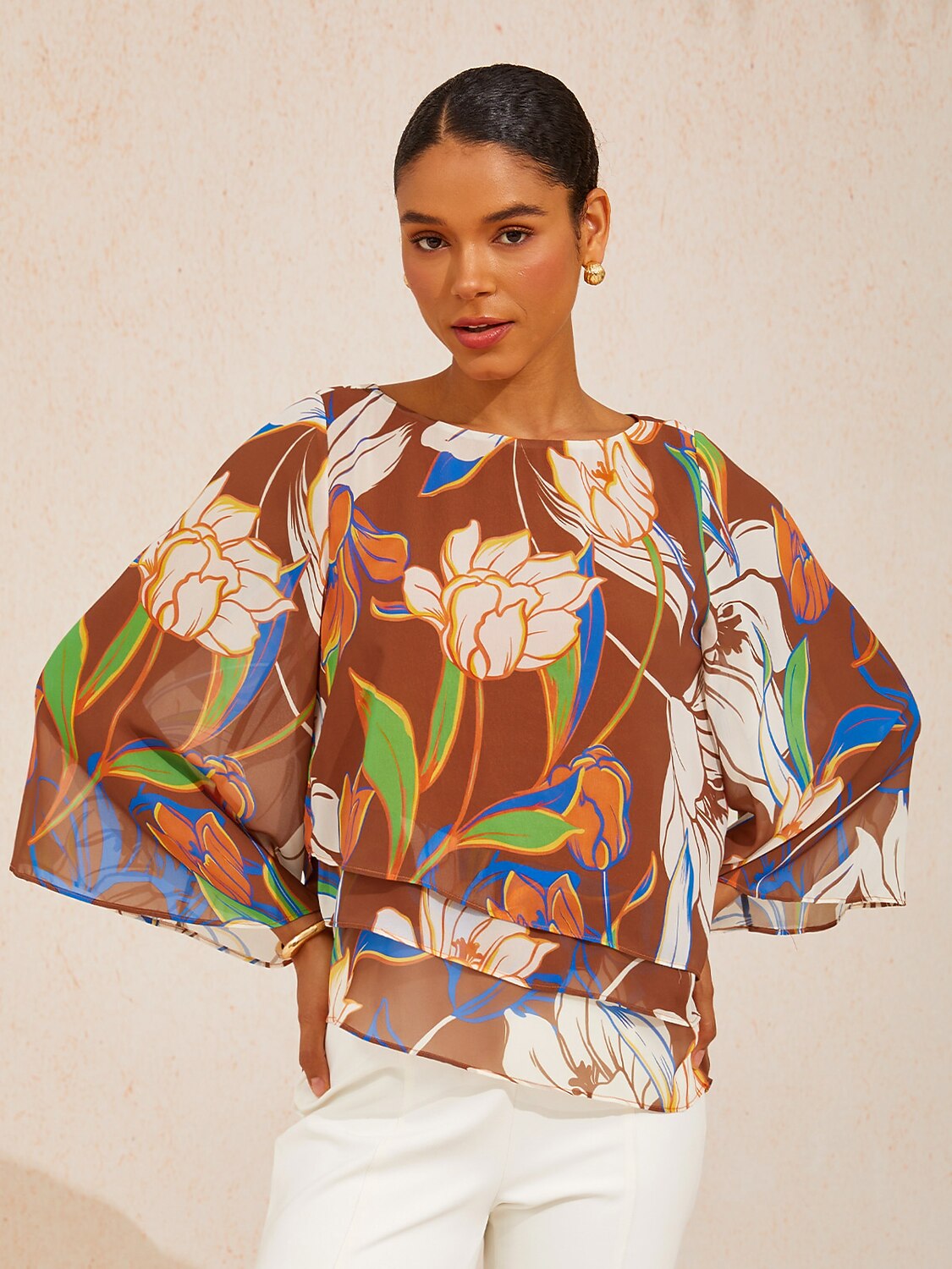 Desert Orchid Layered Chiffon Blouse