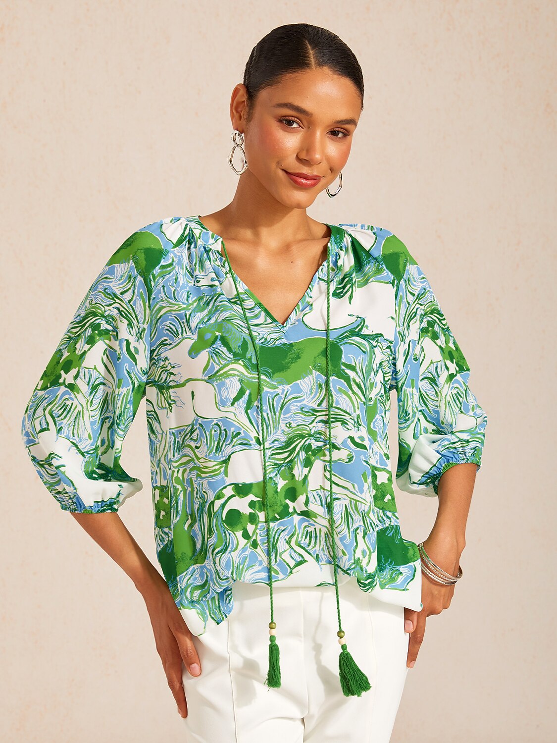 Graphic Art Mustang Chiffon Top