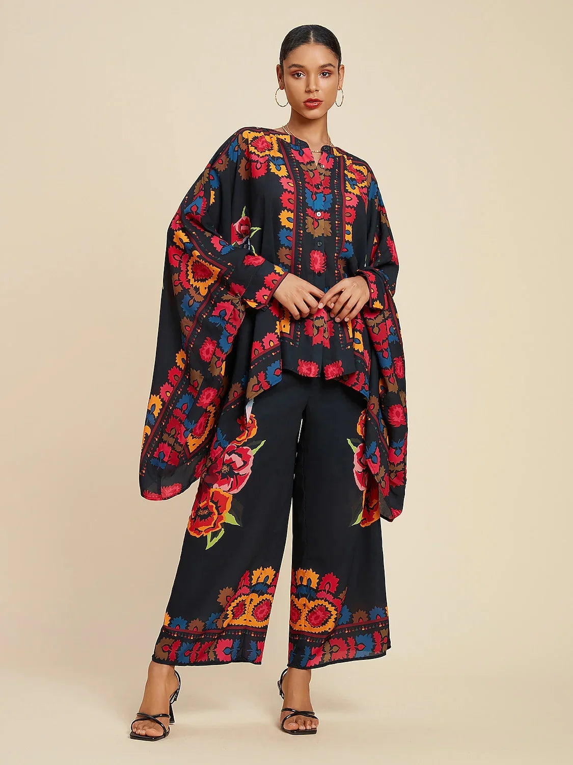 Chiffon Floral Print Elasticated Waistband Pants