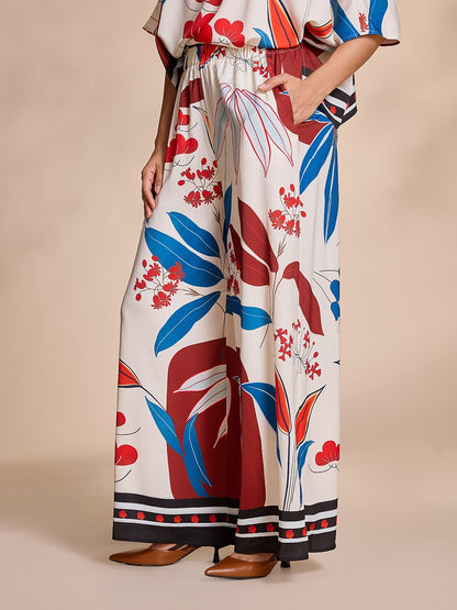 Satin Elegant Wide Leg Loose Maxi Pants with Pocket