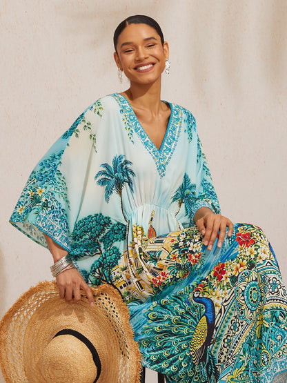 Boho Paisley Flowy Chiffon Kaftan