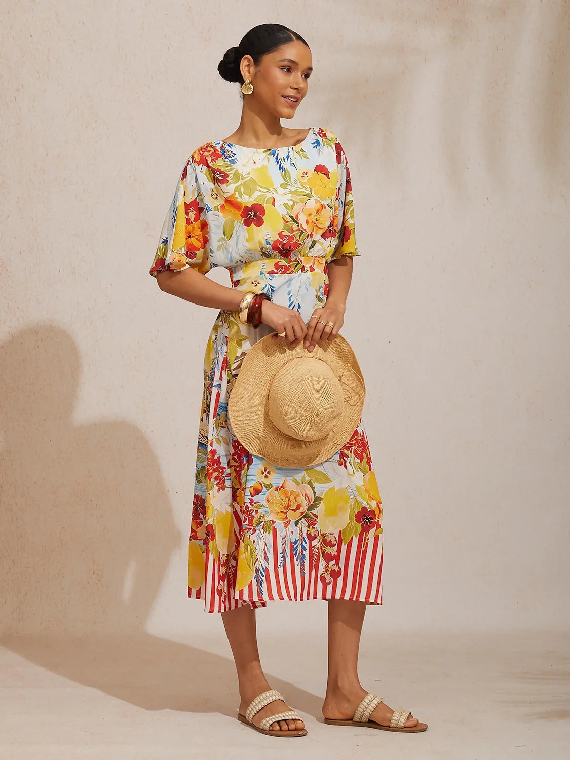 Santorini Summer Chiffon Elastic Waist Maxi Dress