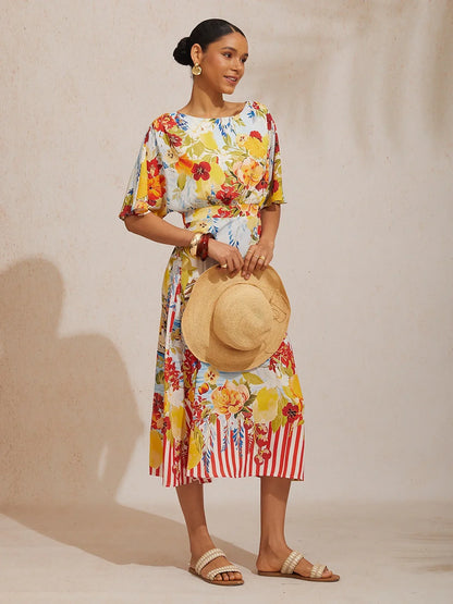 Santorini Summer Chiffon Elastic Waist Maxi Dress