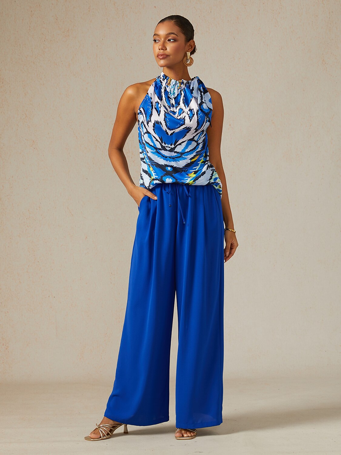Land of Wonder Silky Satin Sleeveless Halter Top