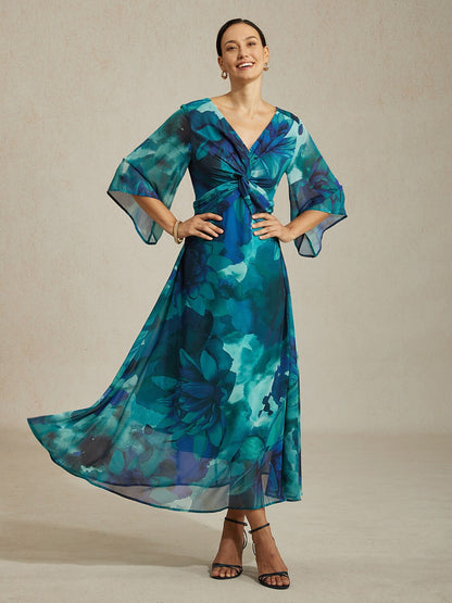 Jungle-Schmetterling Fließendes Chiffon-Maxikleid