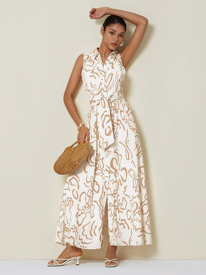 St Barth Blooms Airy Linen Look Blue Shirt Dress