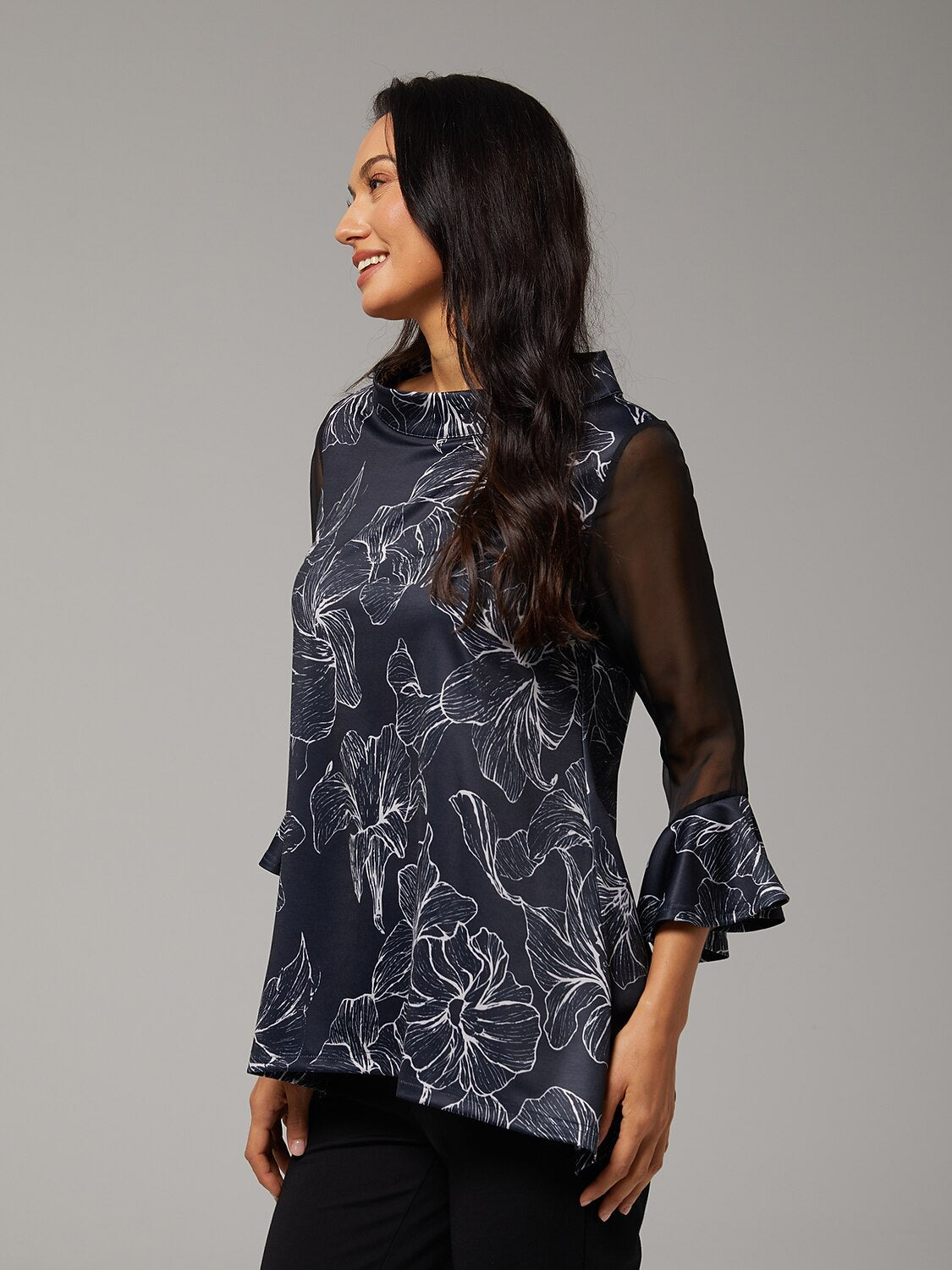 Blouse en Chiffon Modal Coupe Ajustée, Voilée, Légère et Respirante