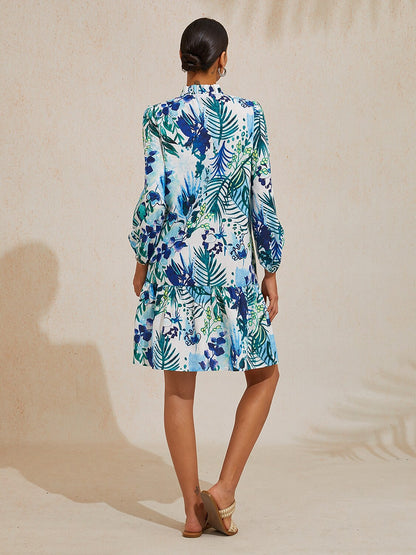 Ocean Bloom Escape Linen Look Midi Dress