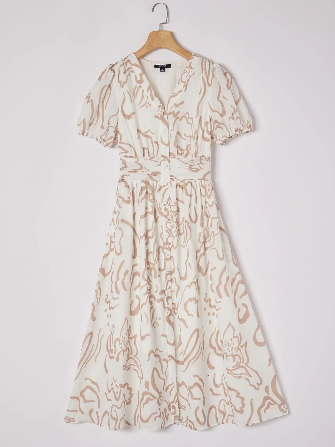 Abstract Art Print Linen-Like Maxi Dress
