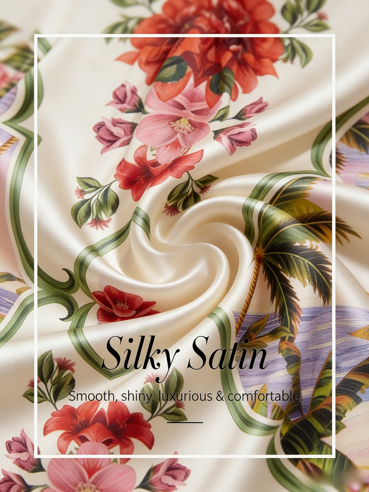 Hawaii Palm Silky Satin Blouse