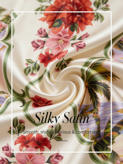 Hawaii Palm Silky Satin Blouse
