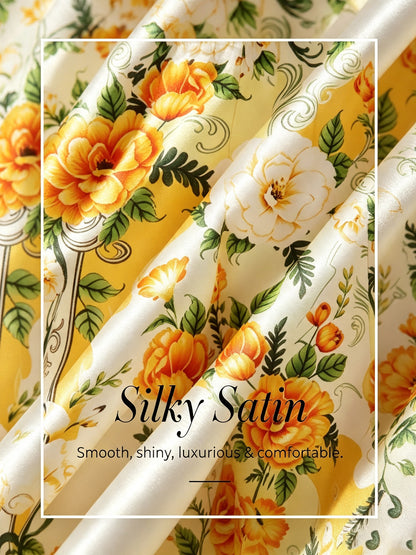 Golden Bloom Silky Satin Batwing Top
