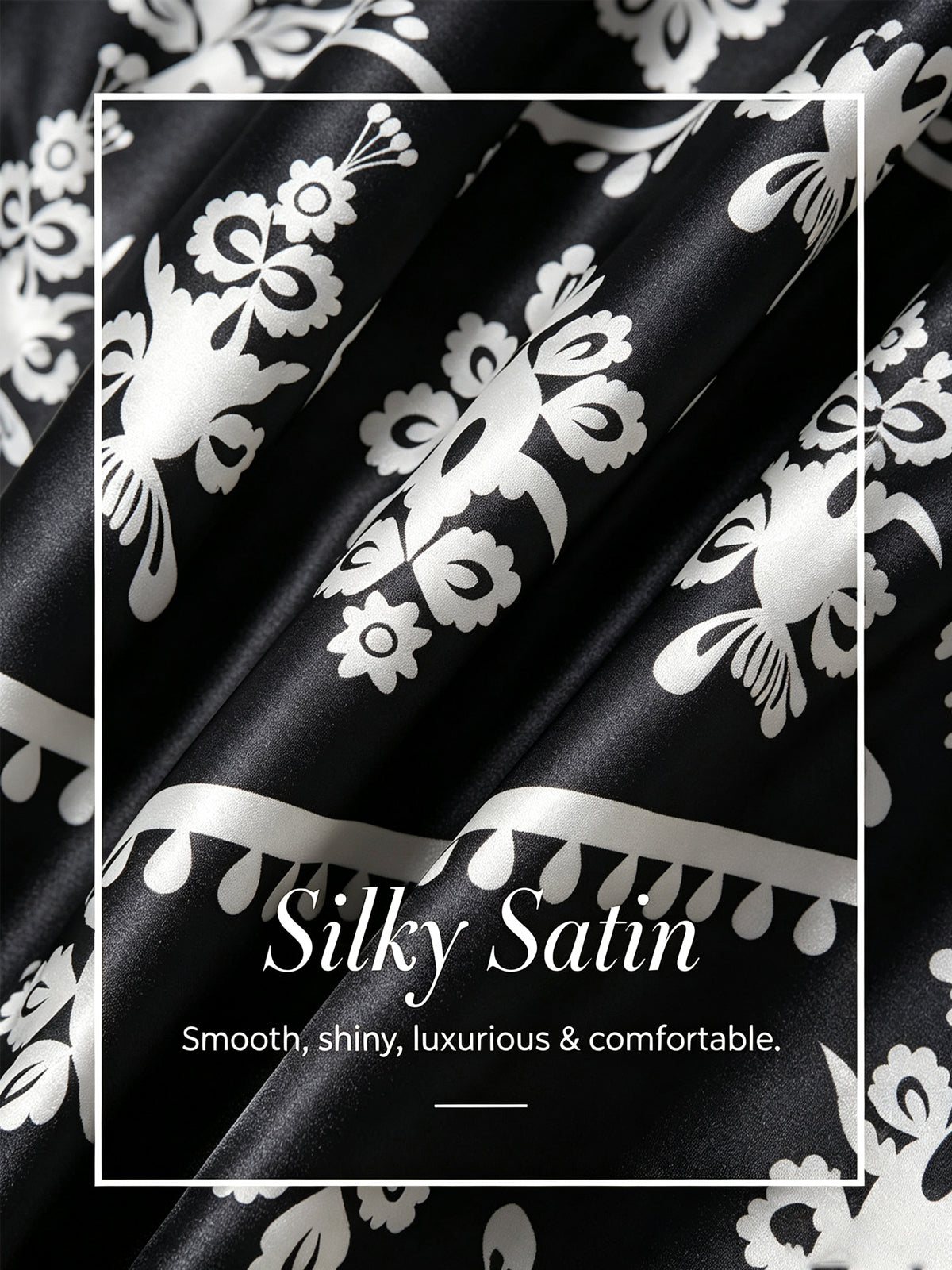 Satin Ethnic Print Raglan Modern Lapel Black Print Top