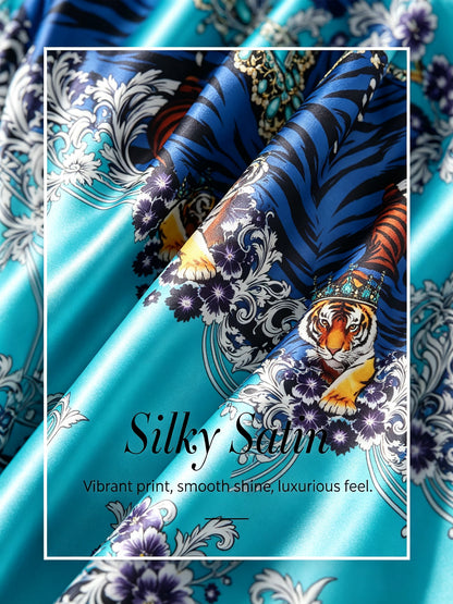 Indigo Tigress Silky Satin  Vacation Batwing Top