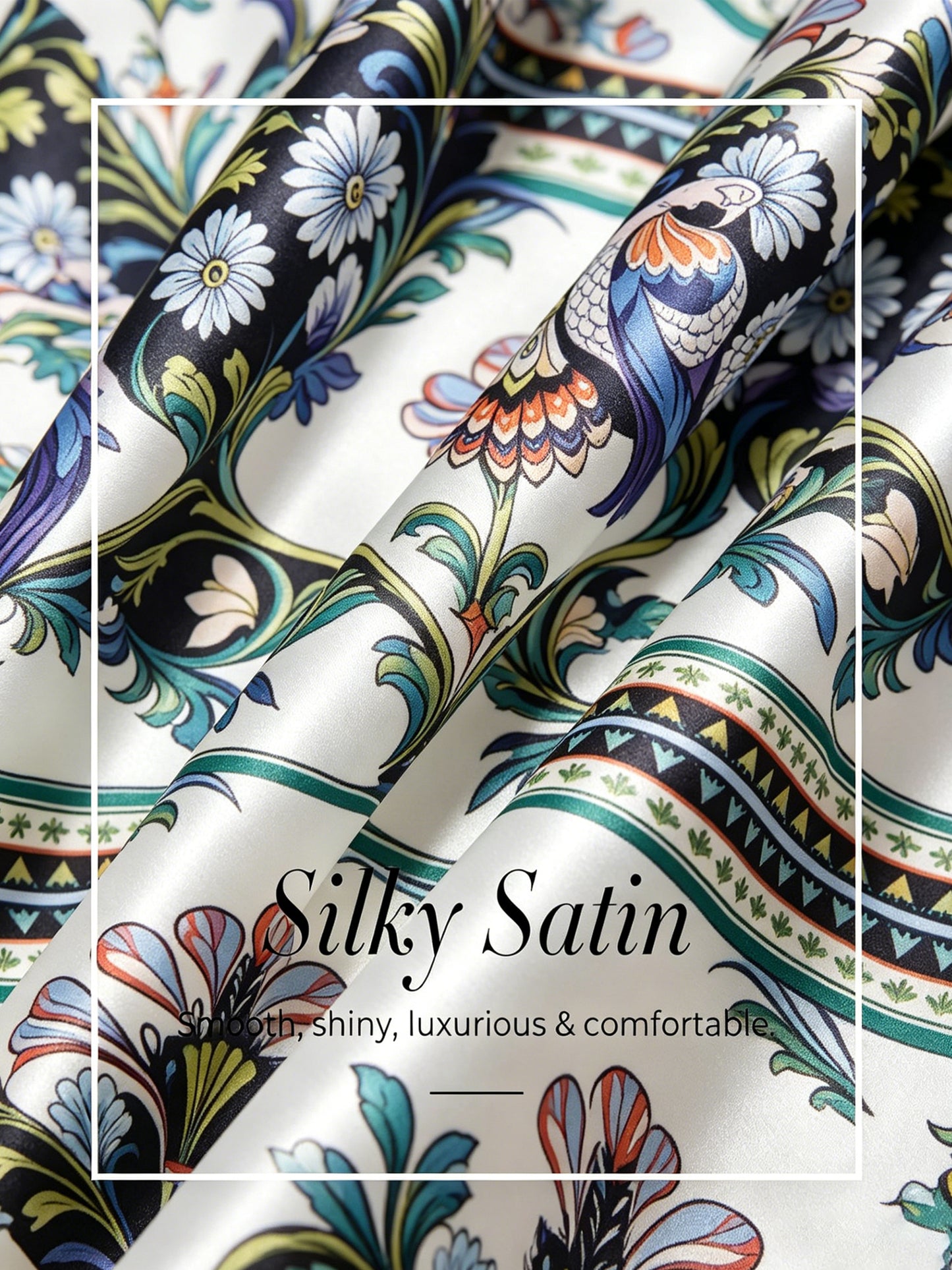Skyline Paisley Flora Silky Satin Dolman Sleeve Top