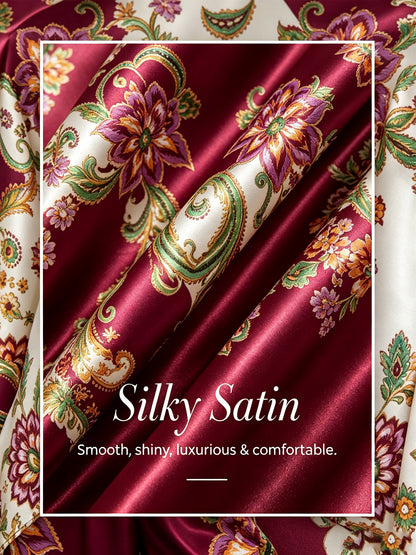 Hawaii Palm Silky Satin Batwing Top