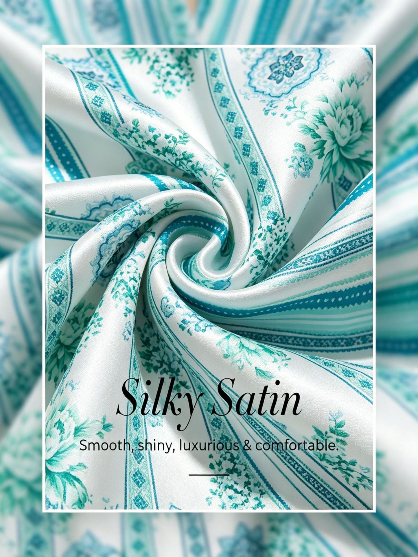 Camisa de satén sedoso Celadon Bloom Story con mangas dolmán