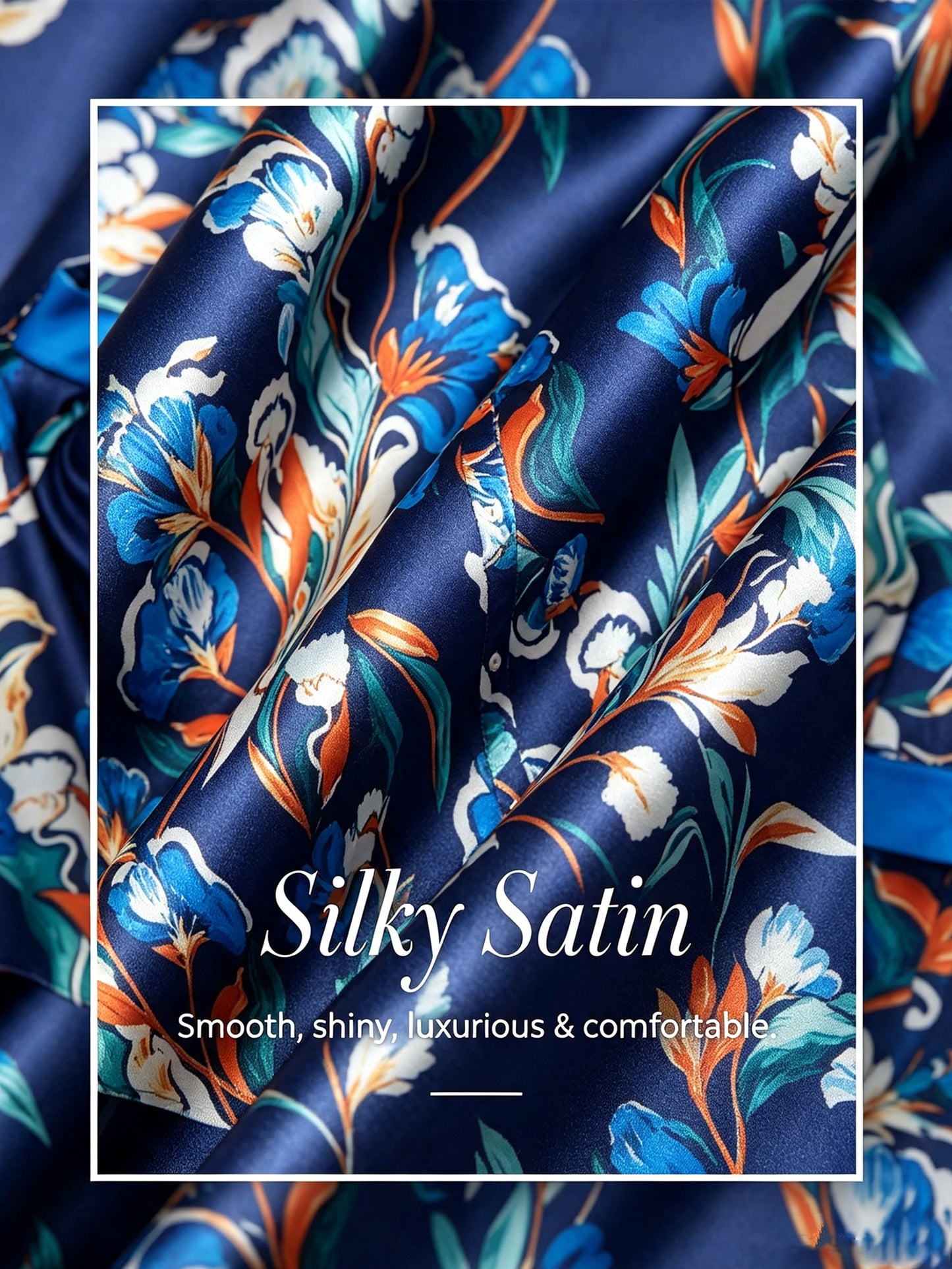 Blue Watercolor Iris Satin Batwing Top