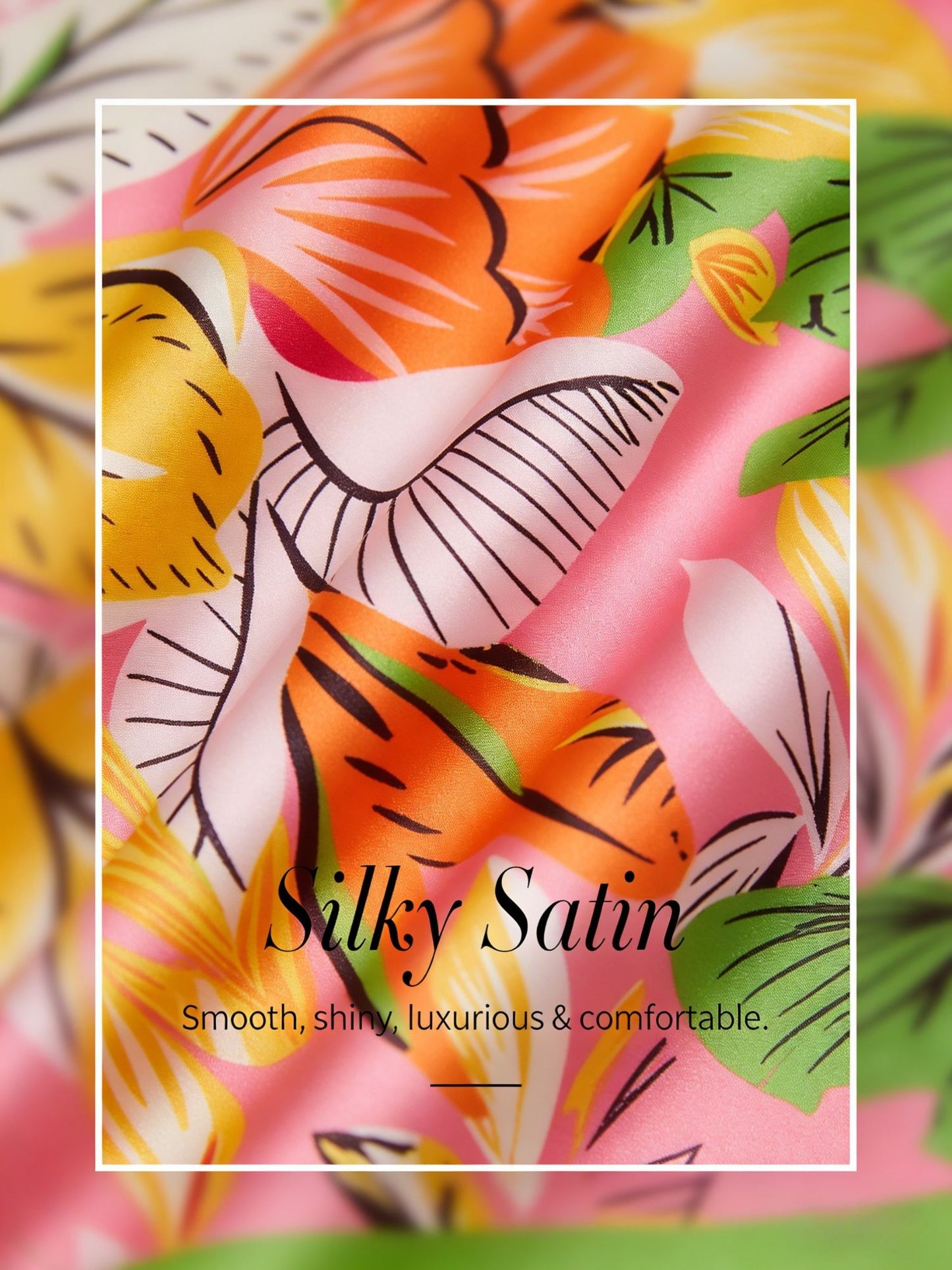 Wild Hibiscus Dream Silky Satin Wide Leg Pants