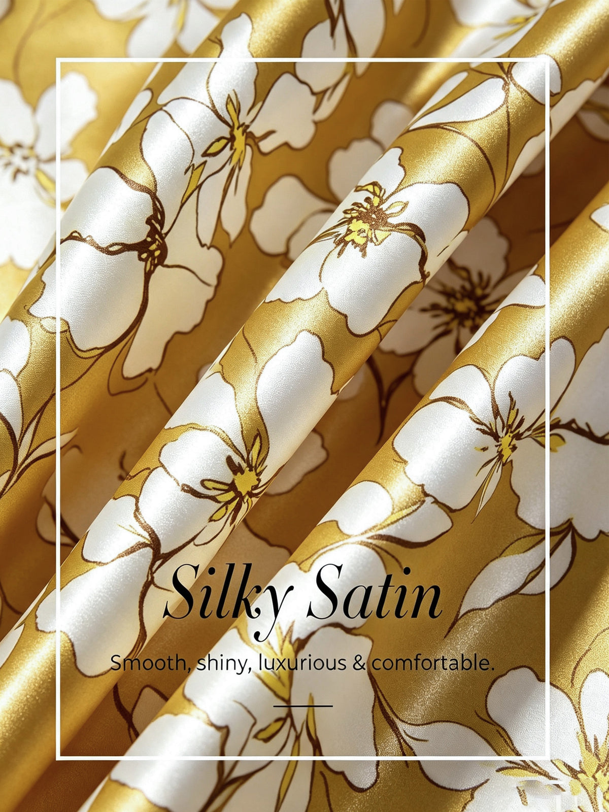 Golden Petal Glow Silky Satin Wrap Skirt