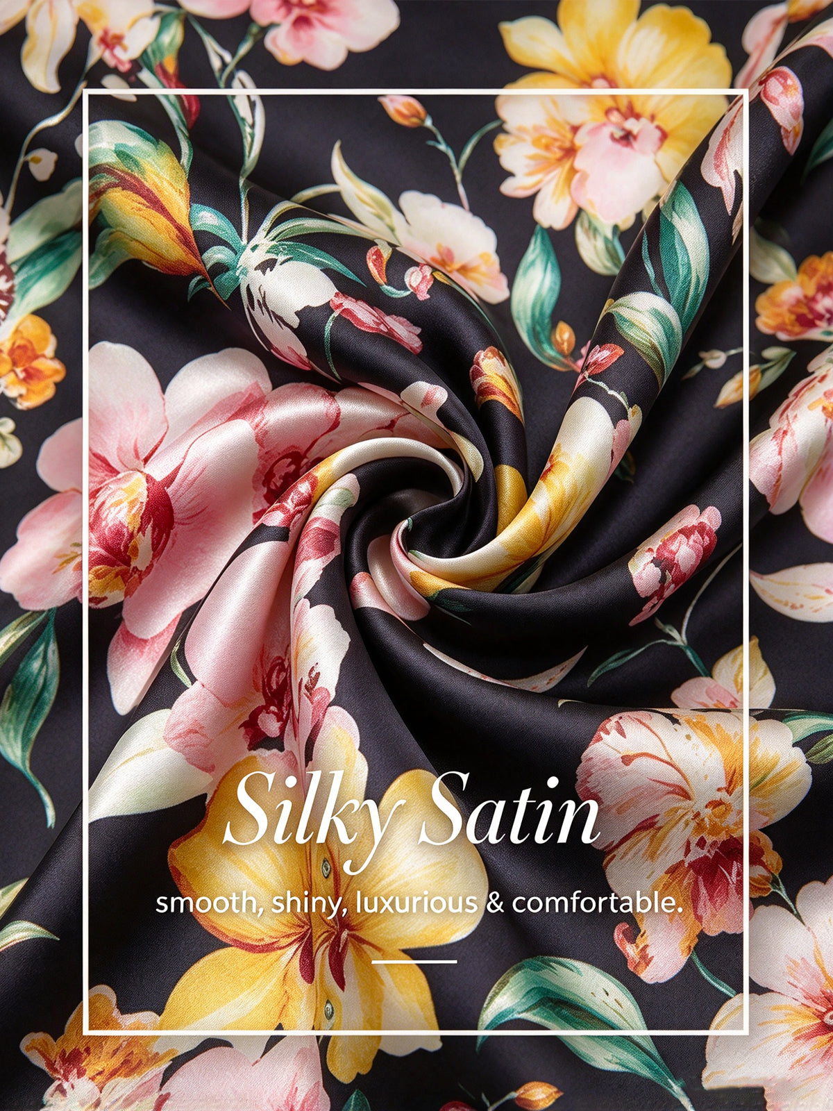 Amber Rose Tapestry Silky Satin Wide Leg Pants