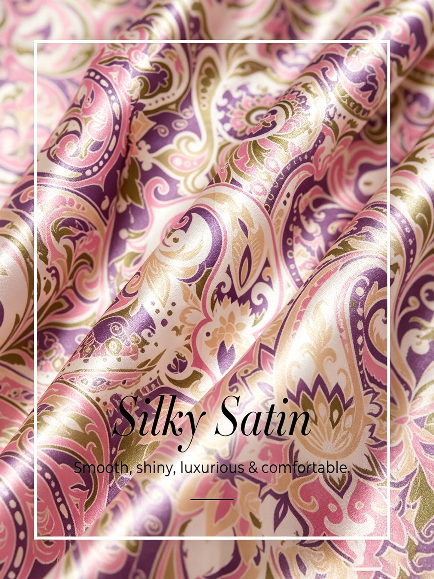 Skyline Paisley Flora  Silky Satin Shirt Dress