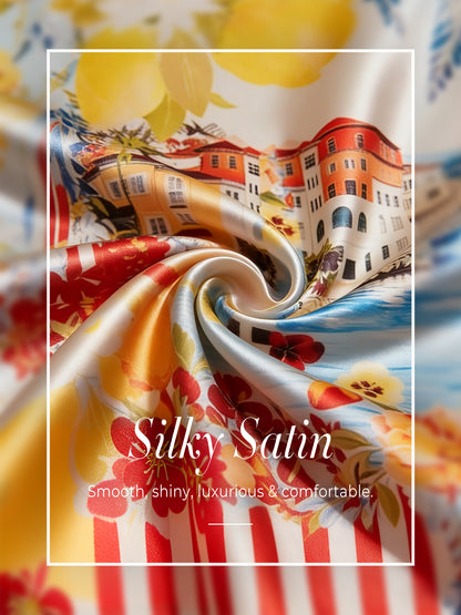Abstract Art Silky Satin Wrap Skirt