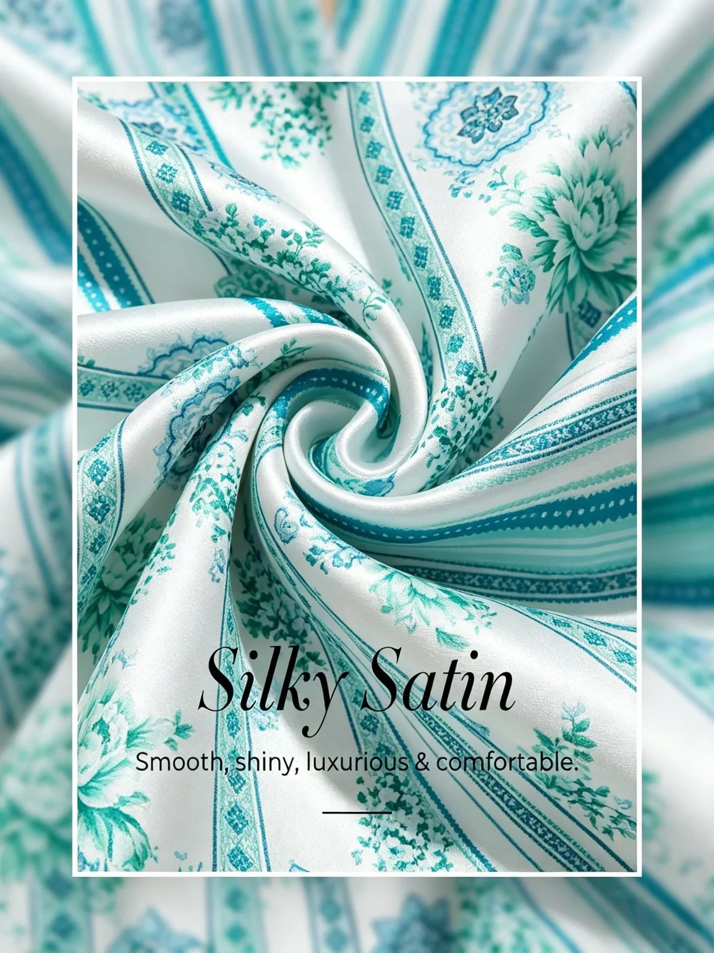 Celadon Bloom Story Silky Satin Dolman Sleeve Shirt