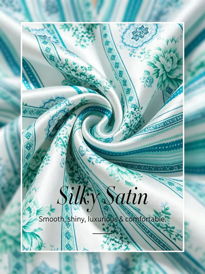 Celadon Bloom Story Silky Satin Dolman Sleeve Shirt