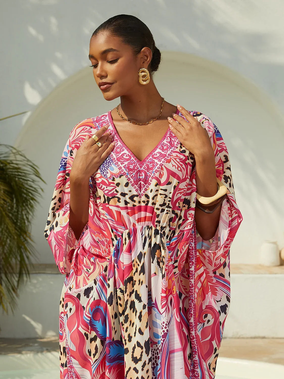 Vintage Jewelry Chiffon Vacation Kaftan
