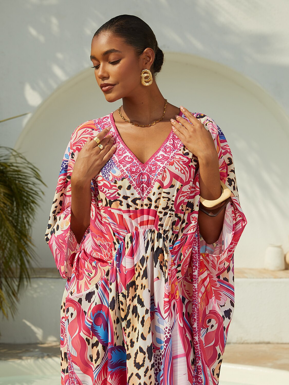 Vintage Jewelry Chiffon Vacation Kaftan