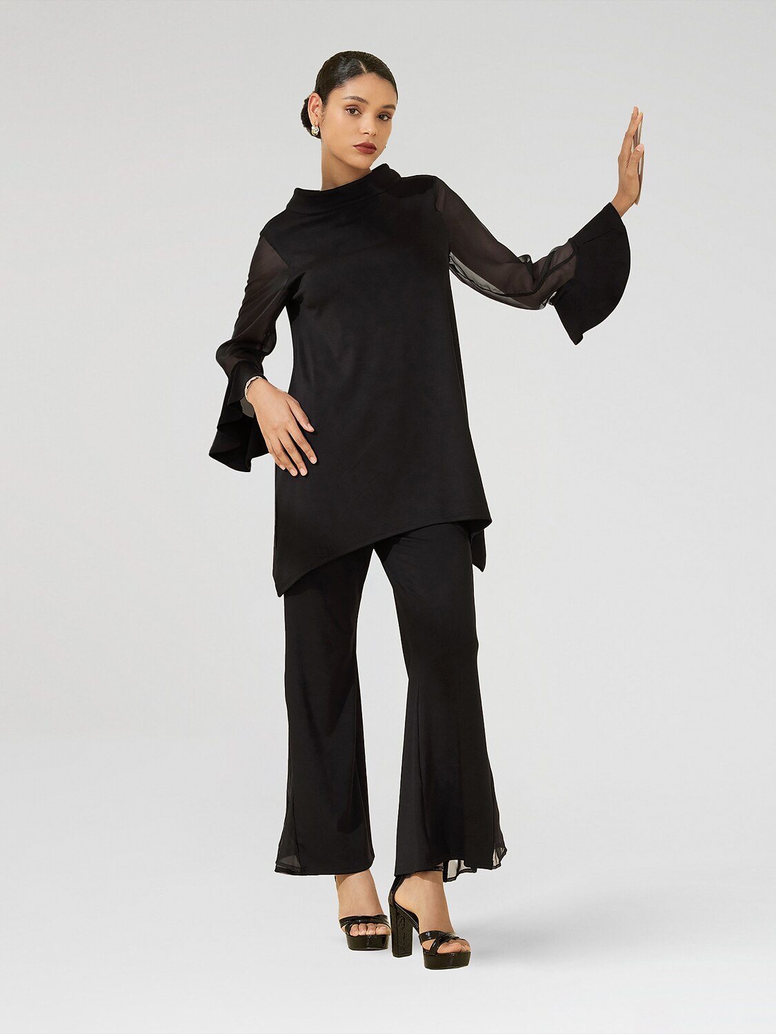 Blouse en Chiffon Modal Coupe Ajustée, Voilée, Légère et Respirante