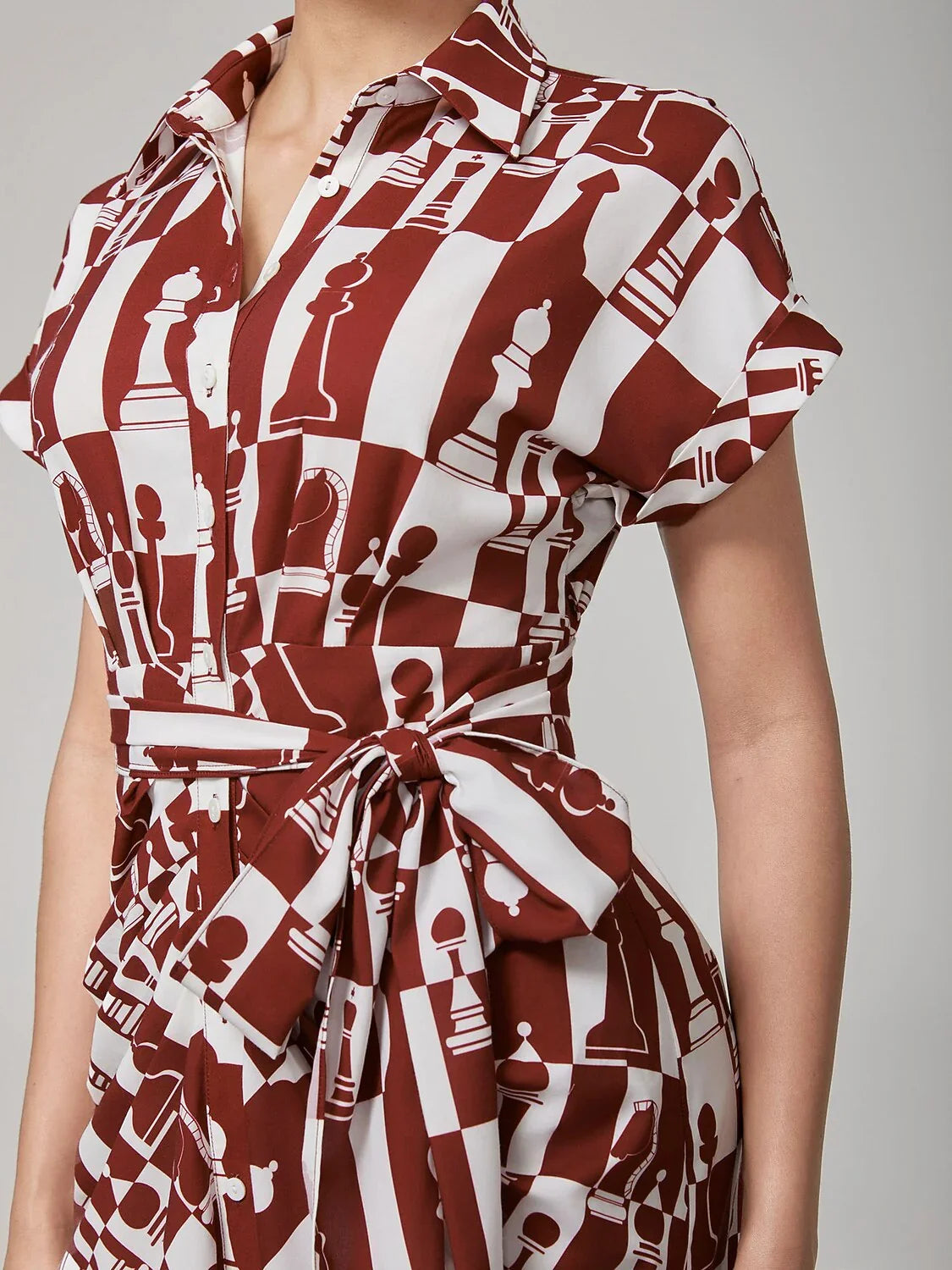 Retro Geometric Reverse Pleat Dress